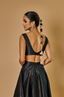 BLACK RAW SILK SCOOP BUSTIER