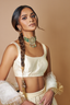 CREAM RAW SILK SCOOP BUSTIER