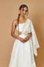 WHITE ONE SHOULDER RAW SILK BUSTIER