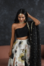 BLACK ONE SHOULDER RAW SILK BUSTIER