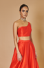 RED ONE SHOULDER BUSTIER