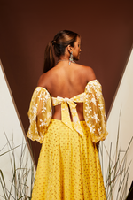 NAOMI KNOT BUSTIER WITH SLEEVES IN YELLOW