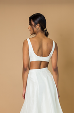 PEARL RAW SILK SCOOP BUSTIER